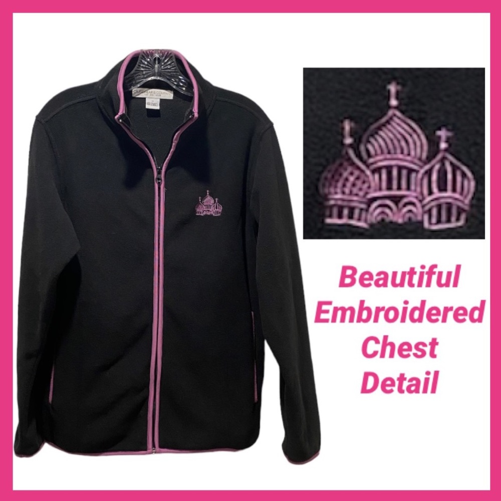Lightweight Jacket All Season Zip Up Fleece Black Pink Cruisewear Size Medium